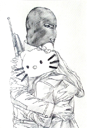 <b>Hello Kitty</b><br />from series Unrealized desire, pencil on paper, 13x18 cm, 2012