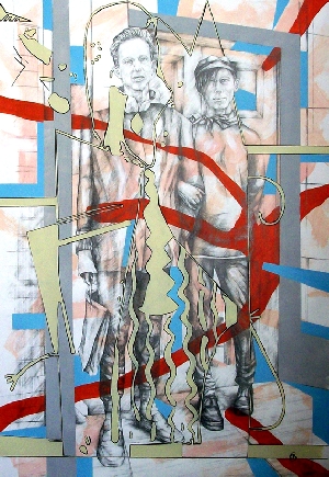 <b>Boys</b><br />pencil, acrylic on canvas, 70x100 cm, 2013
